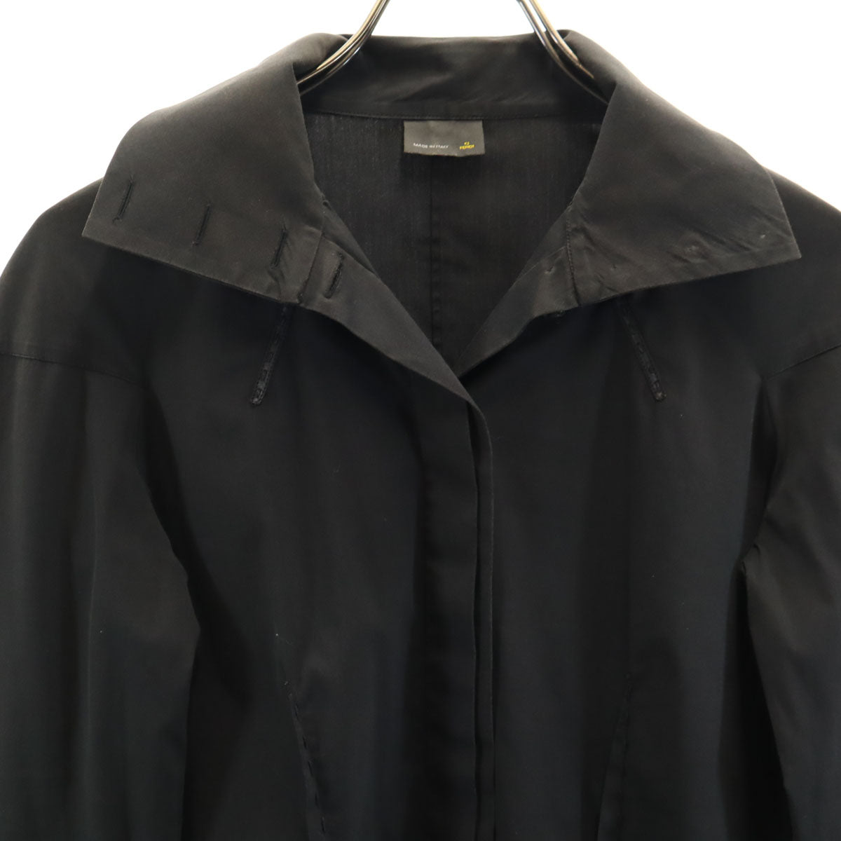 FENDI Italian Cotton Long Sleeve Button-Up Black Size 42