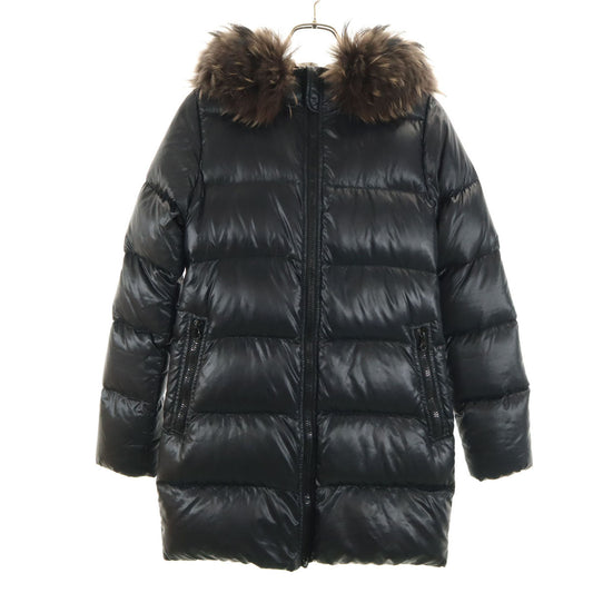 DUVETICA Kappa Raccoon Fur Down Coat Charcoal Black Size 38