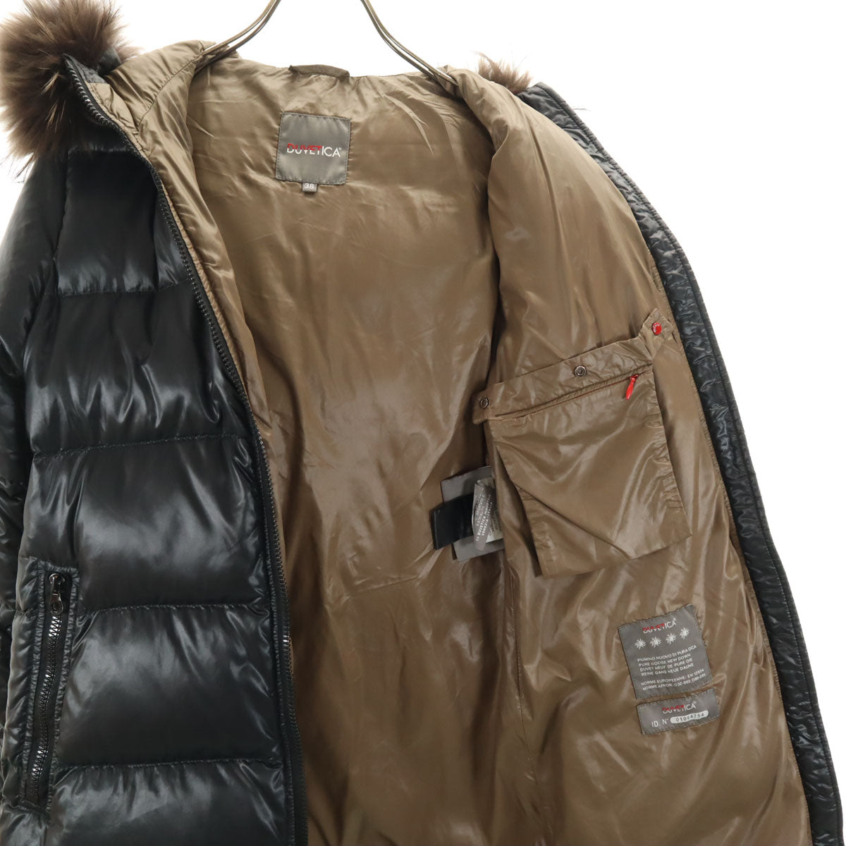 DUVETICA Kappa Raccoon Fur Down Coat Charcoal Black Size 38