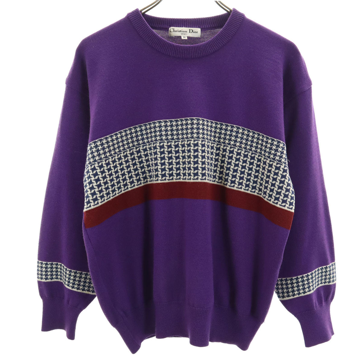 Christian Dior SPORTS 90s Houndstooth Sweater Purple Size M