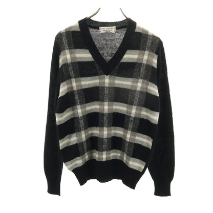 GIVENCHY GENTLEMAN 80s 90s Plaid V-Neck Sweater Black Size M