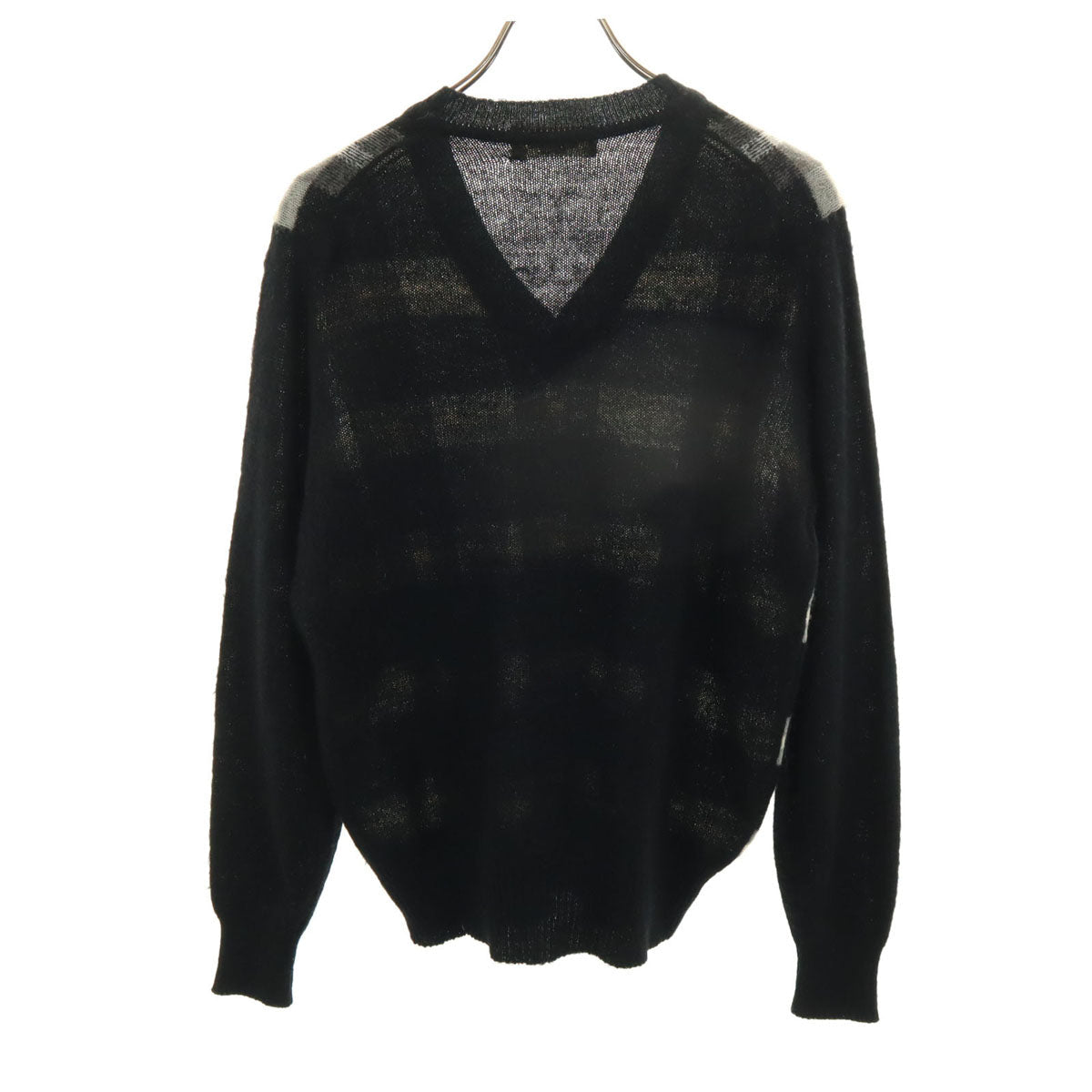 GIVENCHY GENTLEMAN 80s 90s Plaid V-Neck Sweater Black Size M