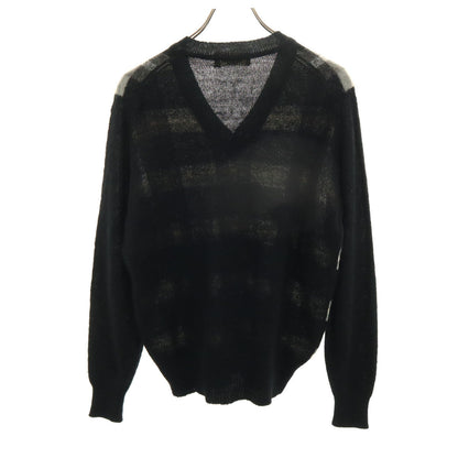 GIVENCHY GENTLEMAN 80s 90s Plaid V-Neck Sweater Black Size M