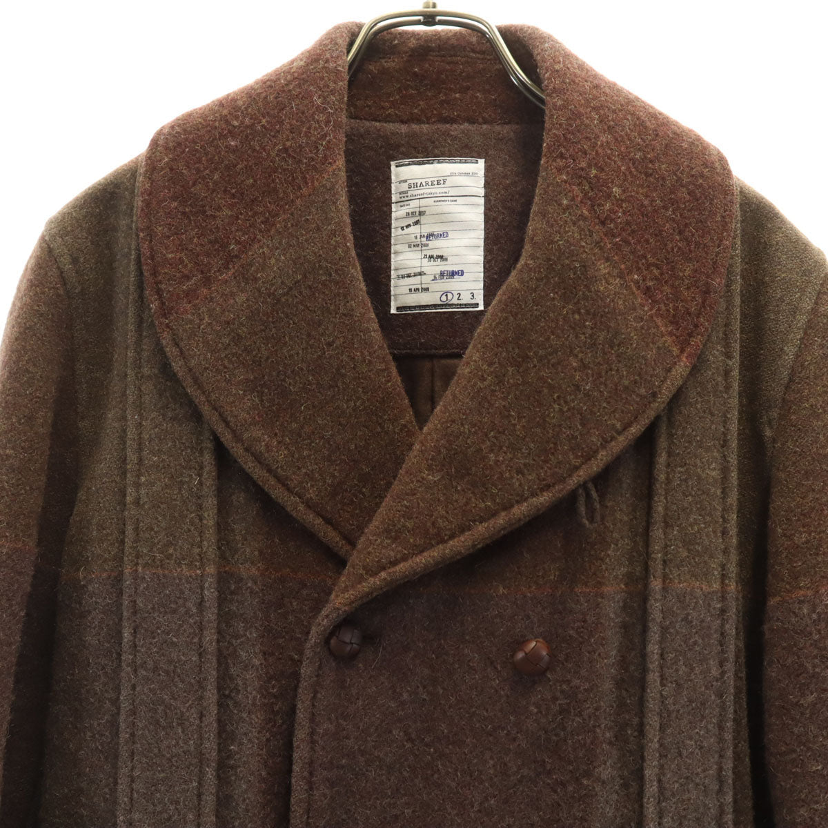 SHAREEF Wool Jacket w/ Covered Buttons Brown Size 1