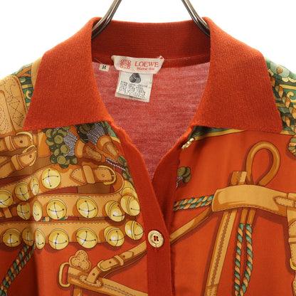 LOEWE 80s 90s Italian Silk Scarf Cardigan Brown Size M