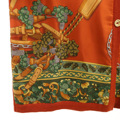 LOEWE 80s 90s Italian Silk Scarf Cardigan Brown Size M