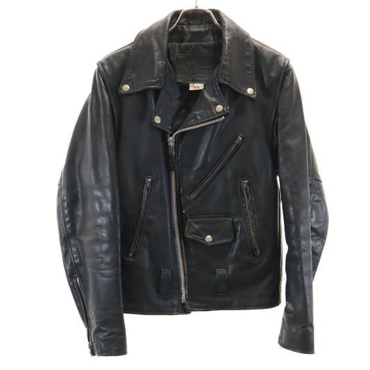 BRANDED GARMENTS 80s Vintage Leather Jacket Black Size 36