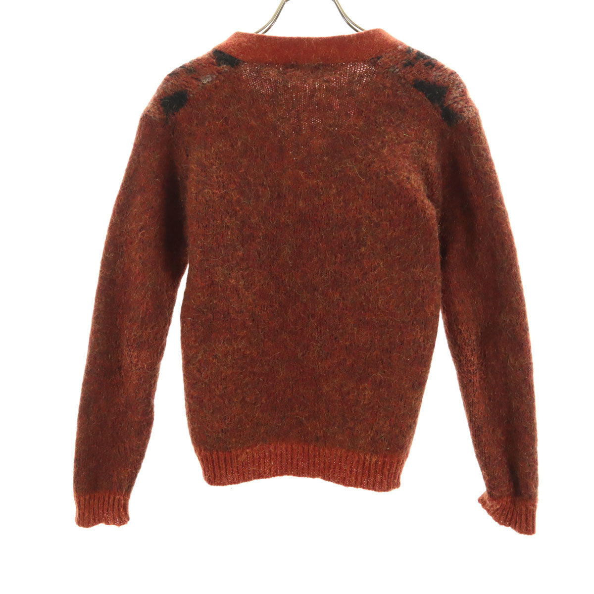Vintage 60s 70s Argyle Mohair Cardigan Orange