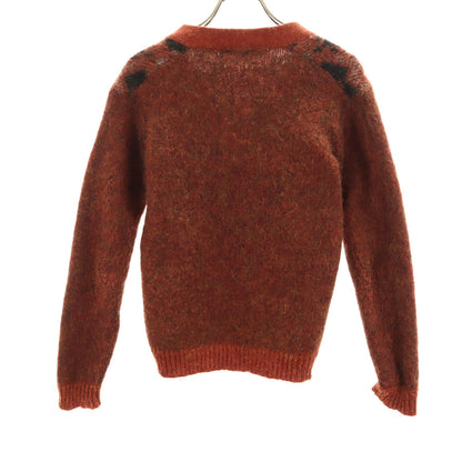 Vintage 60s 70s Argyle Mohair Cardigan Orange