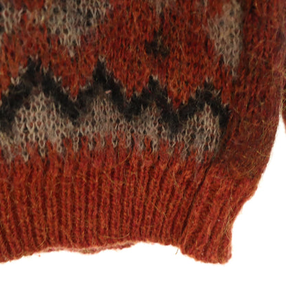 Vintage 60s 70s Argyle Mohair Cardigan Orange