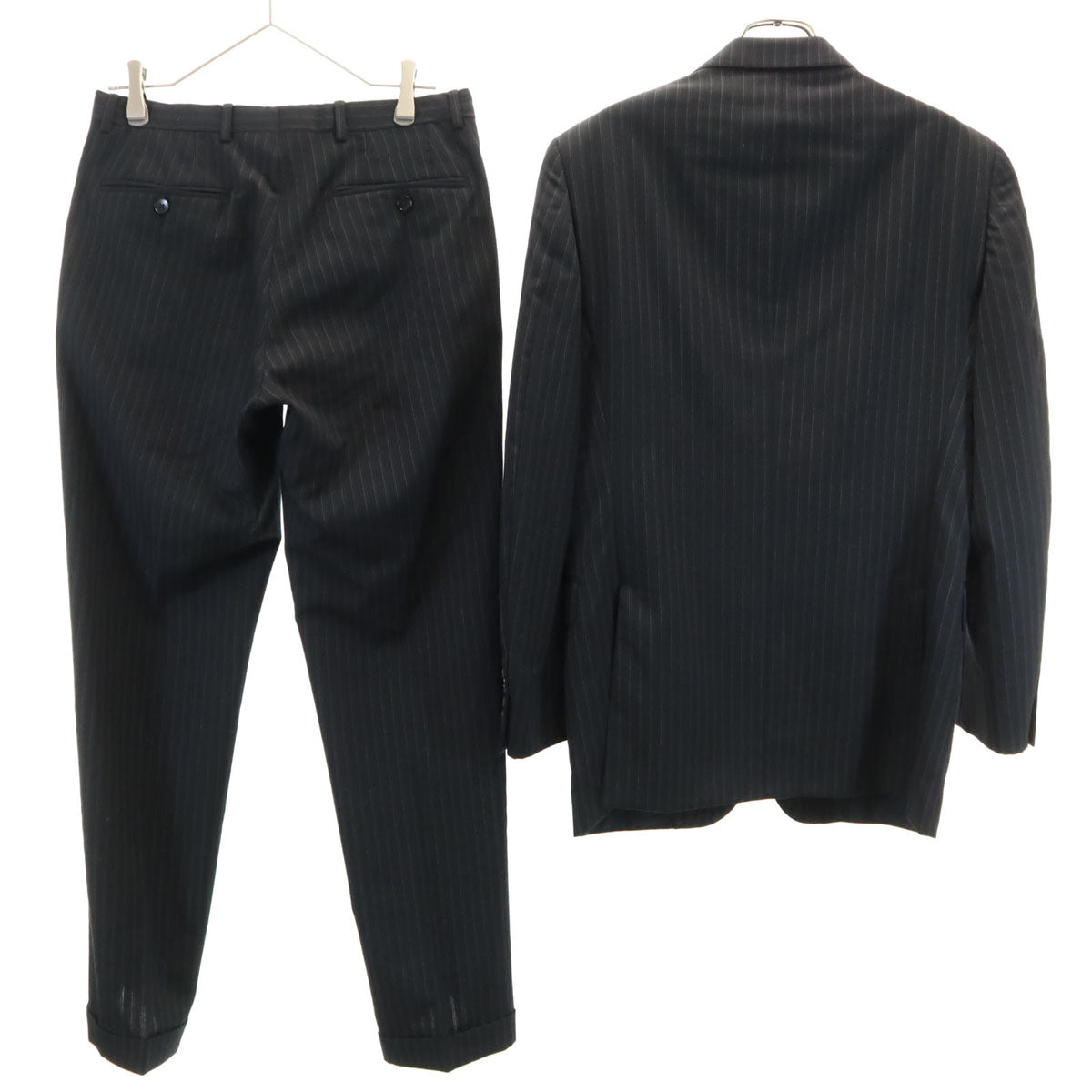 GUCCI Italian Striped Suit Black Size 46