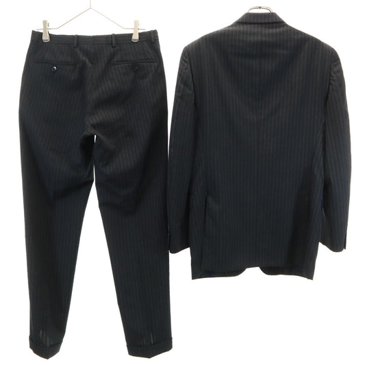 GUCCI Italian Striped Suit Black Size 46