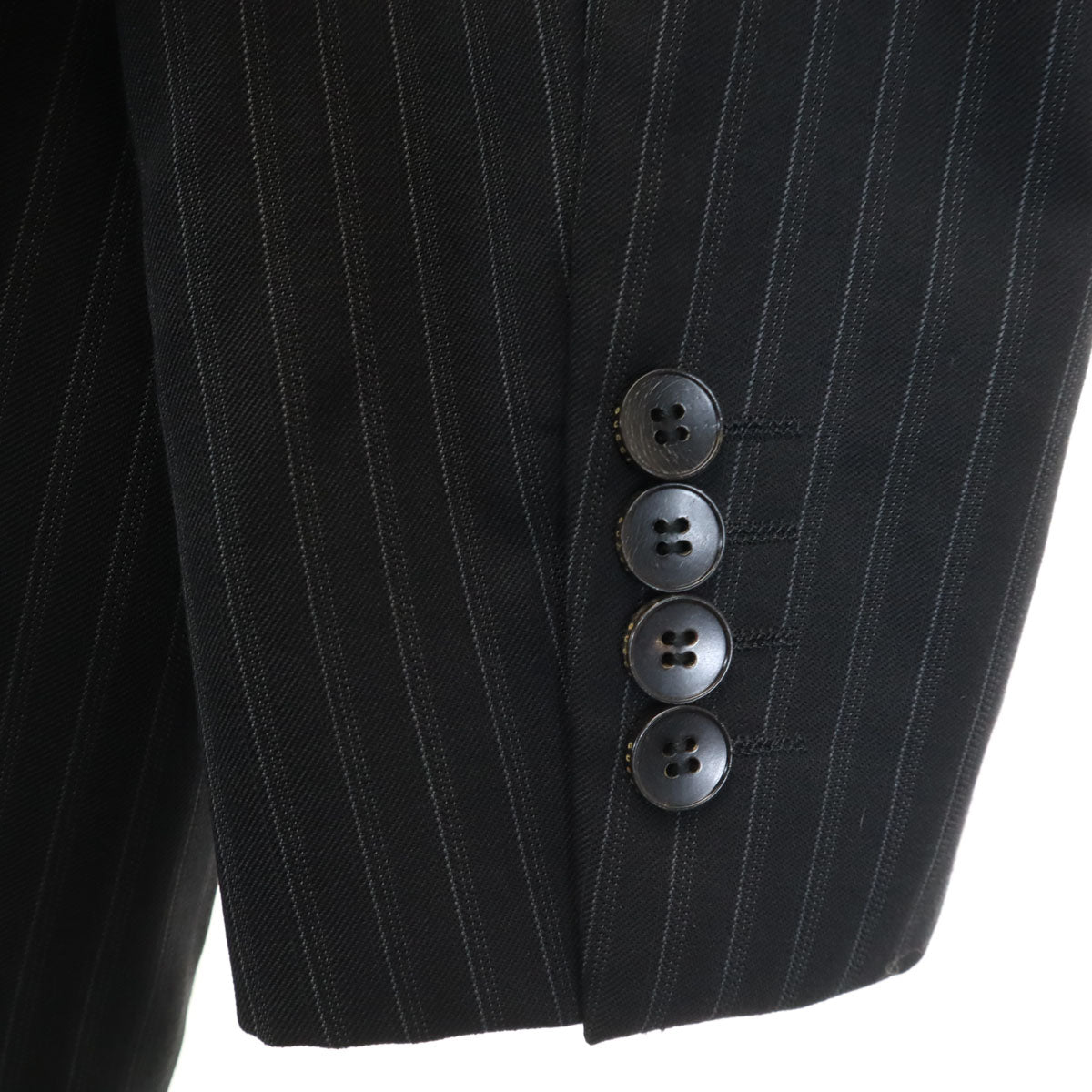 GUCCI Italian Striped Suit Black Size 46