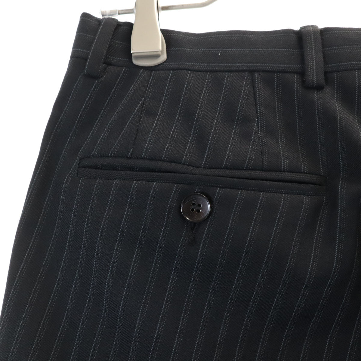GUCCI Italian Striped Suit Black Size 46