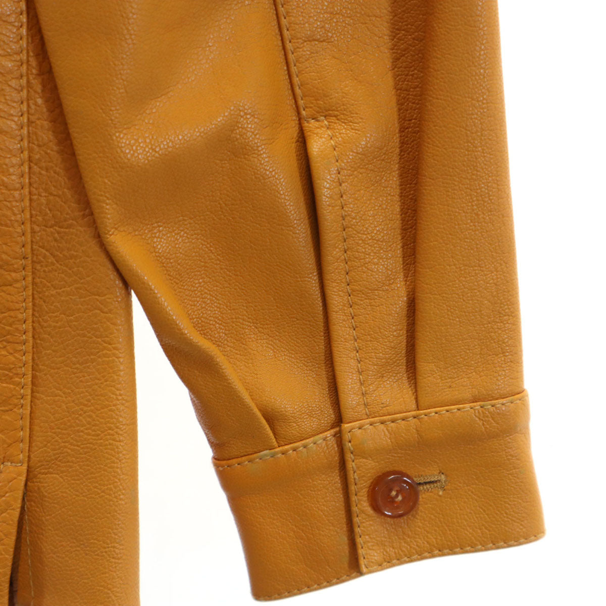 PRADA Italy Leather Long Sleeve Button-Up Size 44
