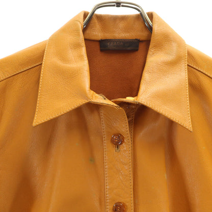 PRADA Italy Leather Long Sleeve Button-Up Size 44