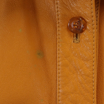 PRADA Italy Leather Long Sleeve Button-Up Size 44
