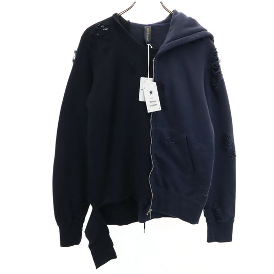 MIHARA YASUHIRO Grunge Long Sleeve Hoodie Navy Size 44