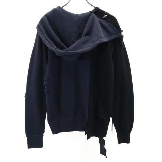 MIHARA YASUHIRO Grunge Long Sleeve Hoodie Navy Size 44