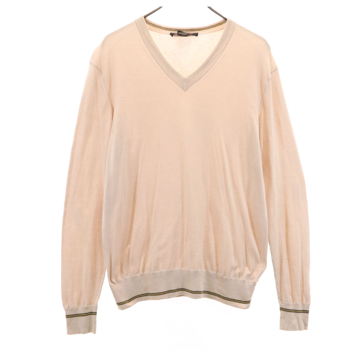 GUCCI Italian V-Neck Long Sleeve T-Shirt Pale Orange Size M