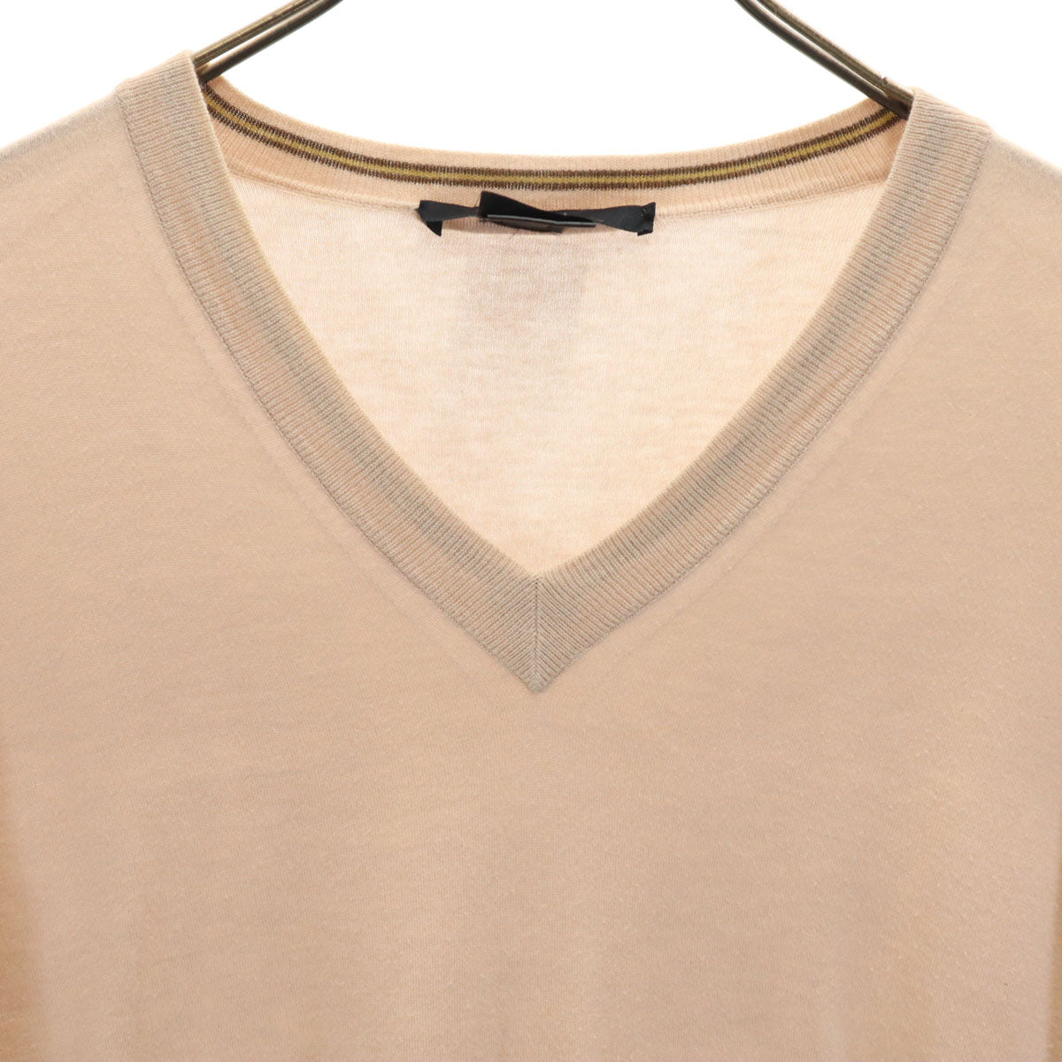 GUCCI Italian V-Neck Long Sleeve T-Shirt Pale Orange Size M