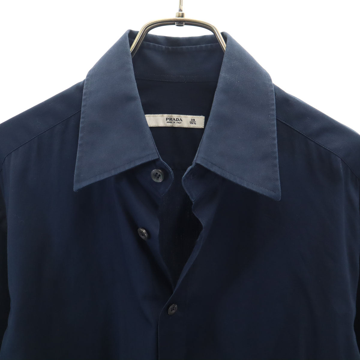 PRADA Italian-made Navy Long Sleeve Cotton Shirt Size 39