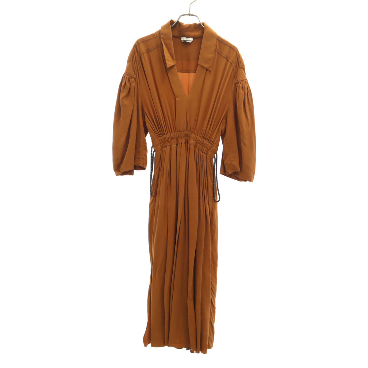 FENDI Italian Silk 3/4 Sleeve Maxi Orange Brown Dress Size 36