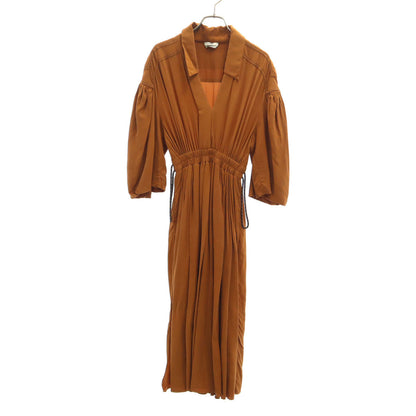 FENDI Italian Silk 3/4 Sleeve Maxi Orange Brown Dress Size 36