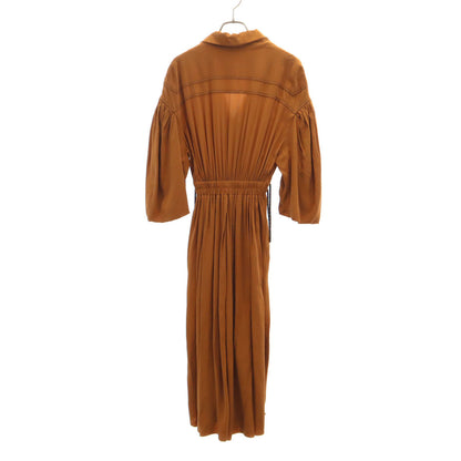 FENDI Italian Silk 3/4 Sleeve Maxi Orange Brown Dress Size 36