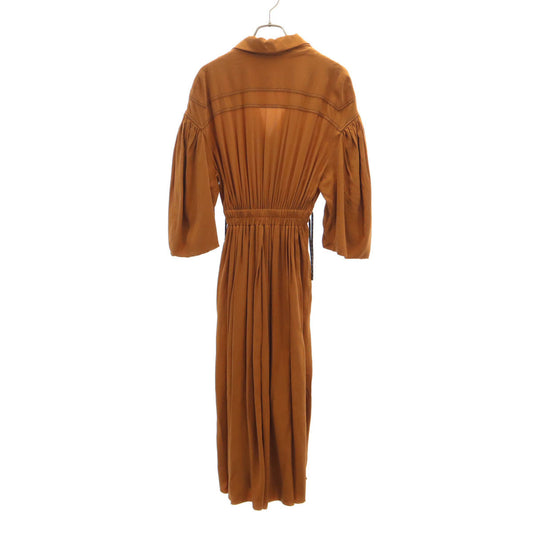 FENDI Italian Silk 3/4 Sleeve Maxi Orange Brown Dress Size 36