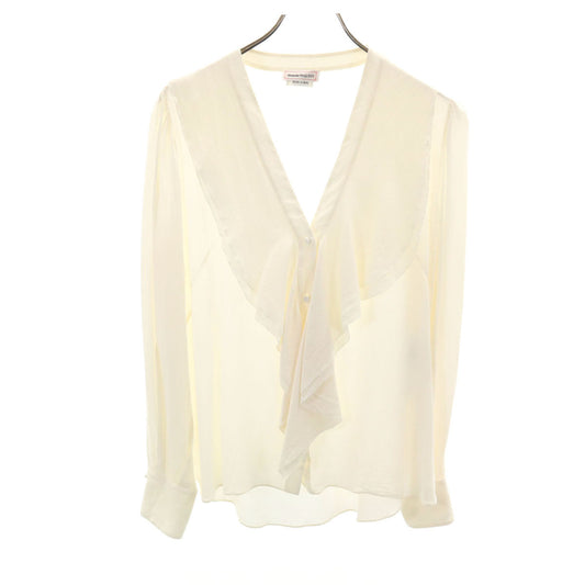 Alexander McQueen Silk Long Sleeve Cardigan White Size 44