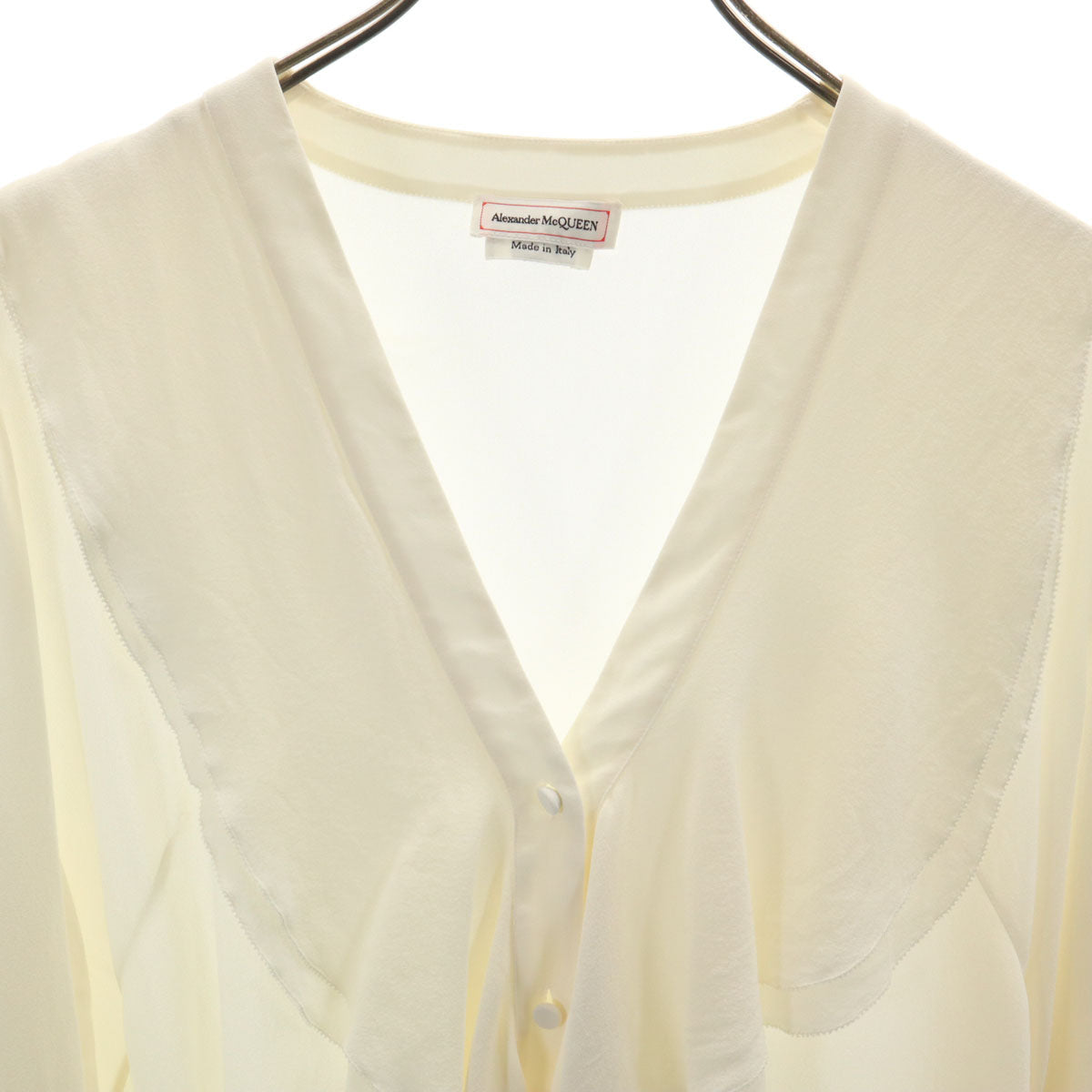 Alexander McQueen Silk Long Sleeve Cardigan White Size 44