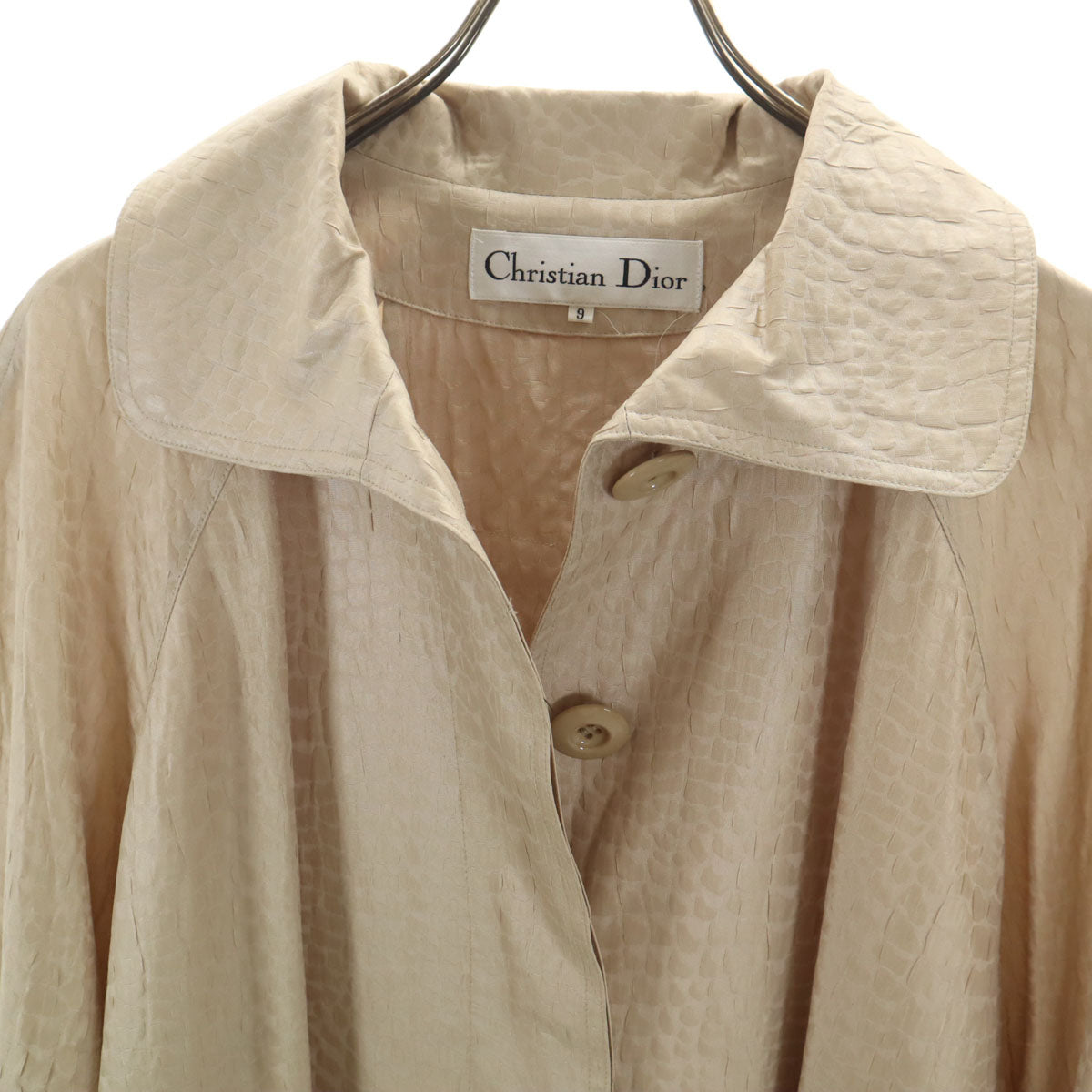 Christian Dior Croc-Pattern Bal Collar Coat Beige Size JP 9
