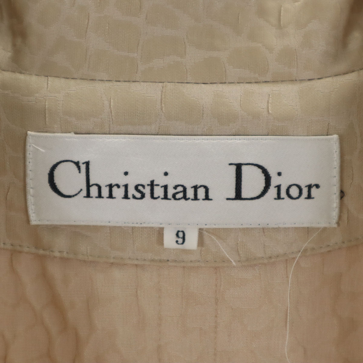 Christian Dior Croc-Pattern Bal Collar Coat Beige Size JP 9
