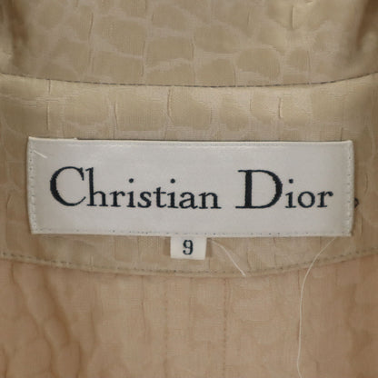 Christian Dior Croc-Pattern Bal Collar Coat Beige Size JP 9
