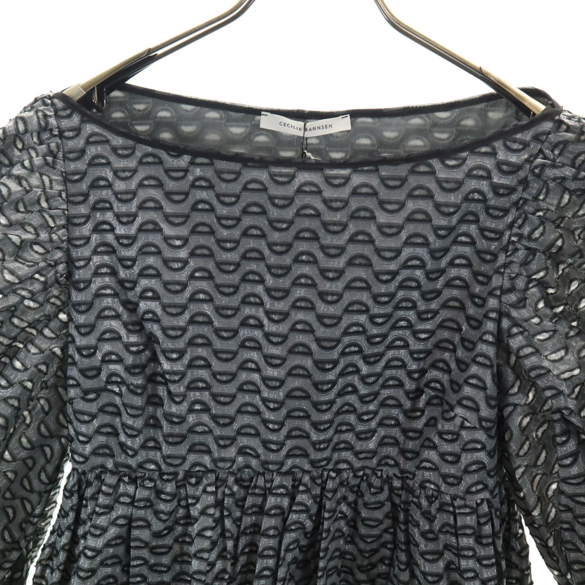 CECILIE BAHNSEN Bulgarian Heudi Top Tunic Black Blouse Size 8