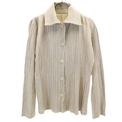 PLEATS PLEASE Japan-Made Long Sleeve Blouse Greige Shirt Size 4