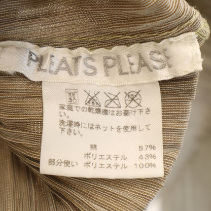 PLEATS PLEASE Japan-Made Long Sleeve Blouse Greige Shirt Size 4