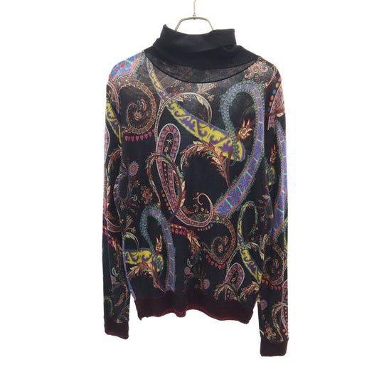 ETRO Made in Italy Patterned Long Turtleneck Black Size 44