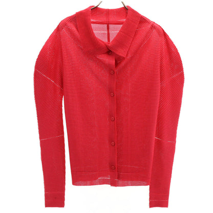 ISSEY MIYAKE me Long Sleeve Pleated Up Red Shirt