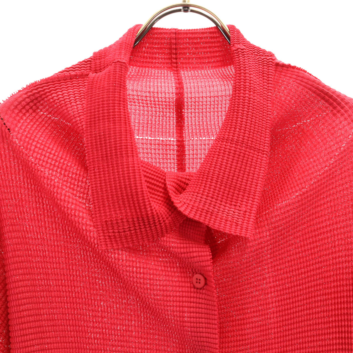 ISSEY MIYAKE me Long Sleeve Pleated Up Red Shirt