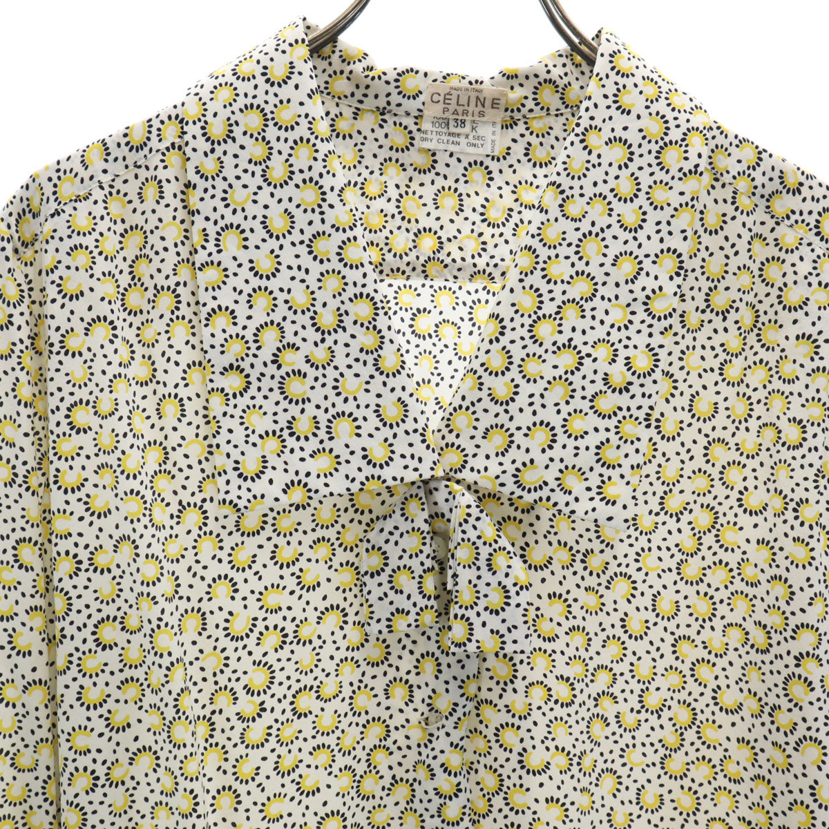 CELINE 90s Italian Phoebe Era Bow Tie Shirt Yellow Size 38