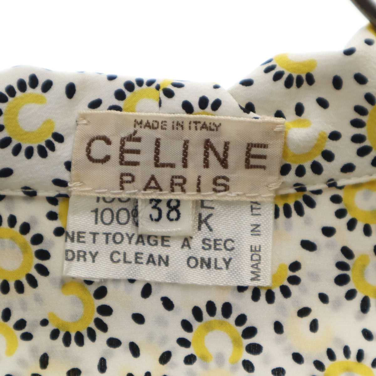 CELINE 90s Italian Phoebe Era Bow Tie Shirt Yellow Size 38