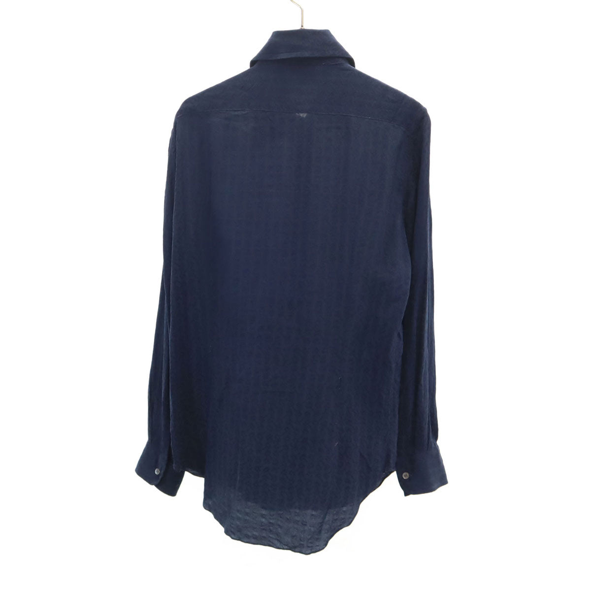 GUCCI 80s Vintage Italian Silk All-Over Shirt Navy Size 15.5-39