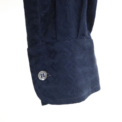 GUCCI 80s Vintage Italian Silk All-Over Shirt Navy Size 15.5-39