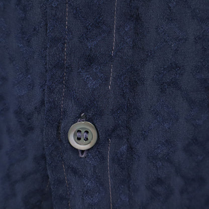 GUCCI 80s Vintage Italian Silk All-Over Shirt Navy Size 15.5-39