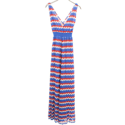 P.A.R.O.S.H. Zigzag Sleeveless Knit Maxi Dress Blue Size XS