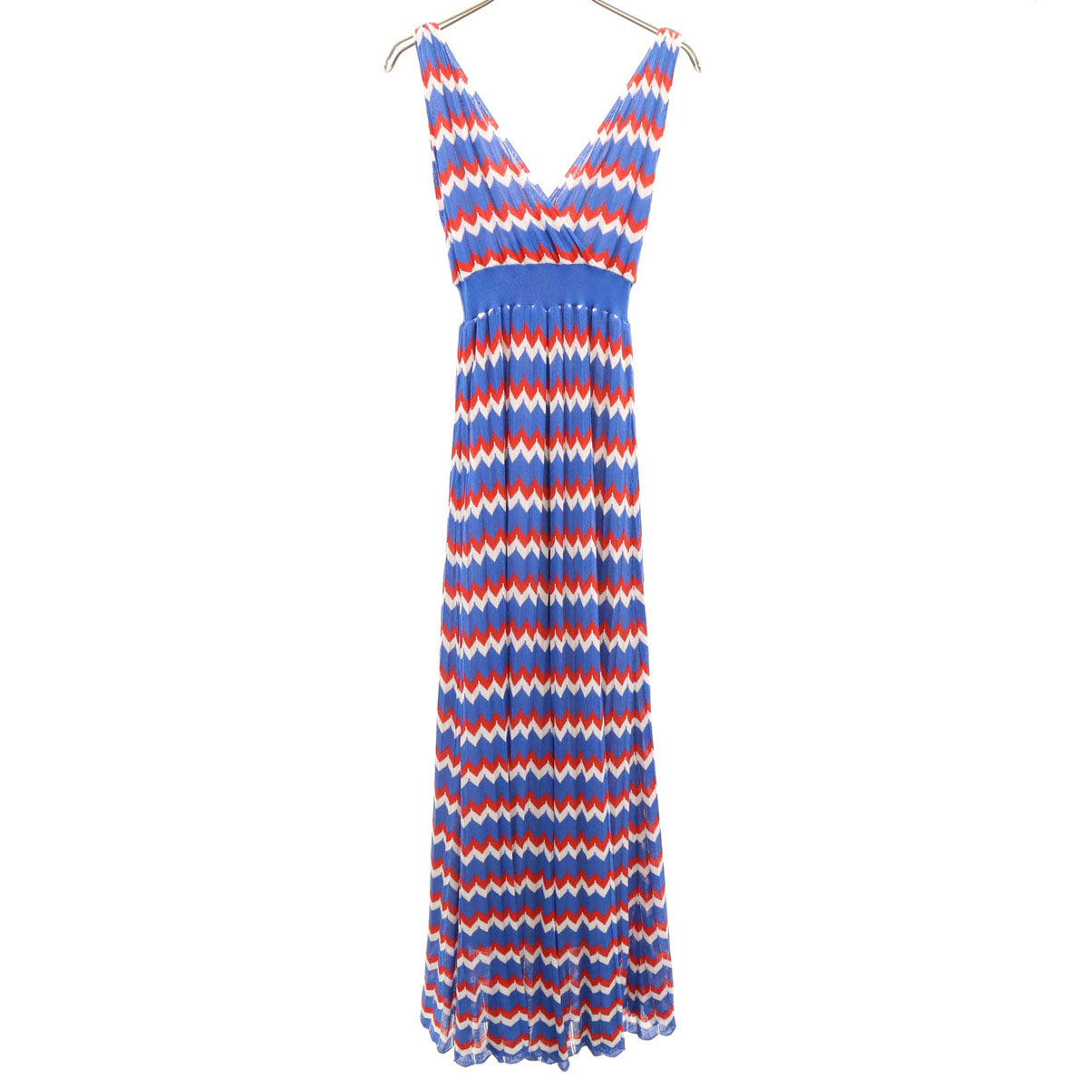 P.A.R.O.S.H. Zigzag Sleeveless Knit Maxi Dress Blue Size XS