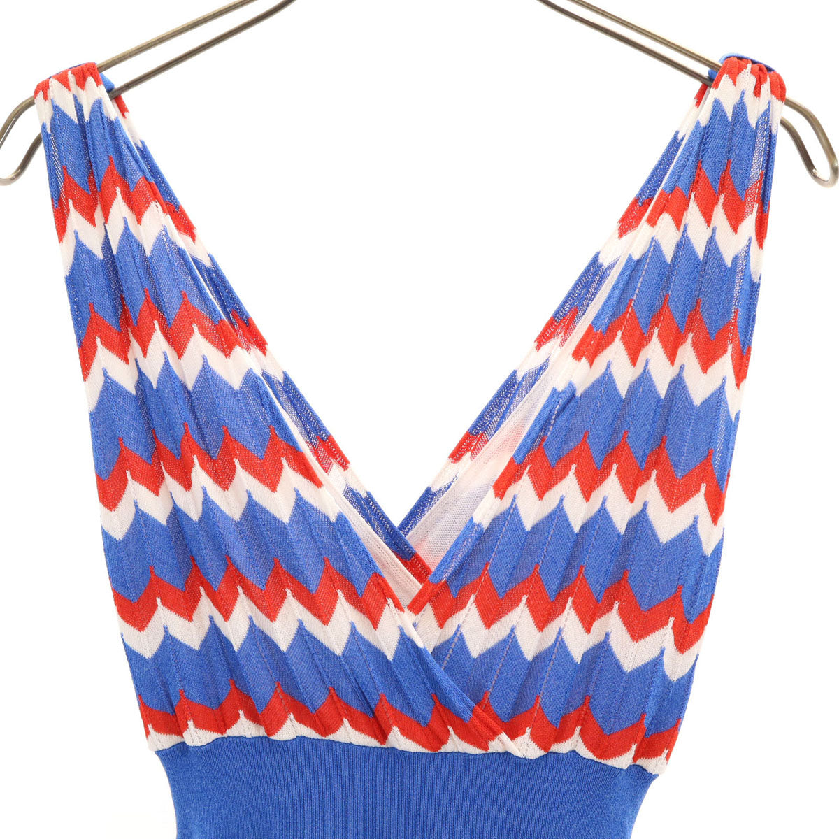 P.A.R.O.S.H. Zigzag Sleeveless Knit Maxi Dress Blue Size XS