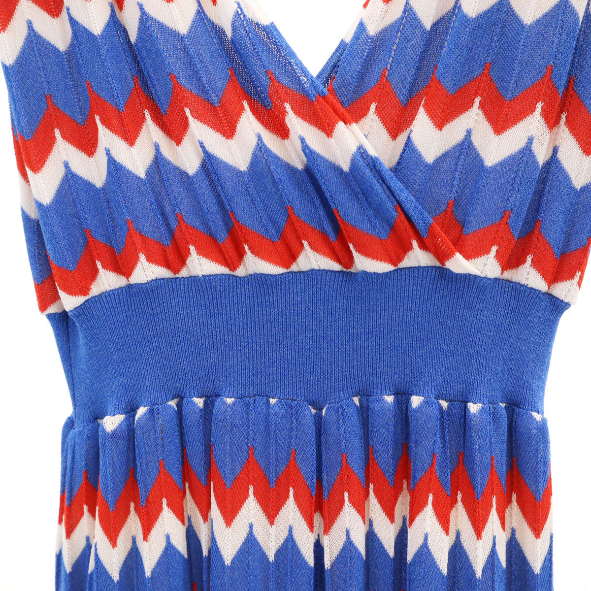 P.A.R.O.S.H. Zigzag Sleeveless Knit Maxi Dress Blue Size XS